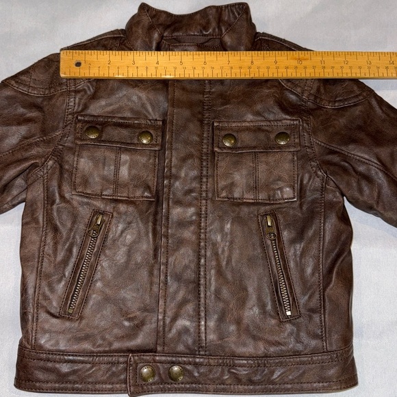 Baby GAP Faux Leather Moto Bomber Jacket Toddler Brown Sz 2 Years - Picture 12 of 15